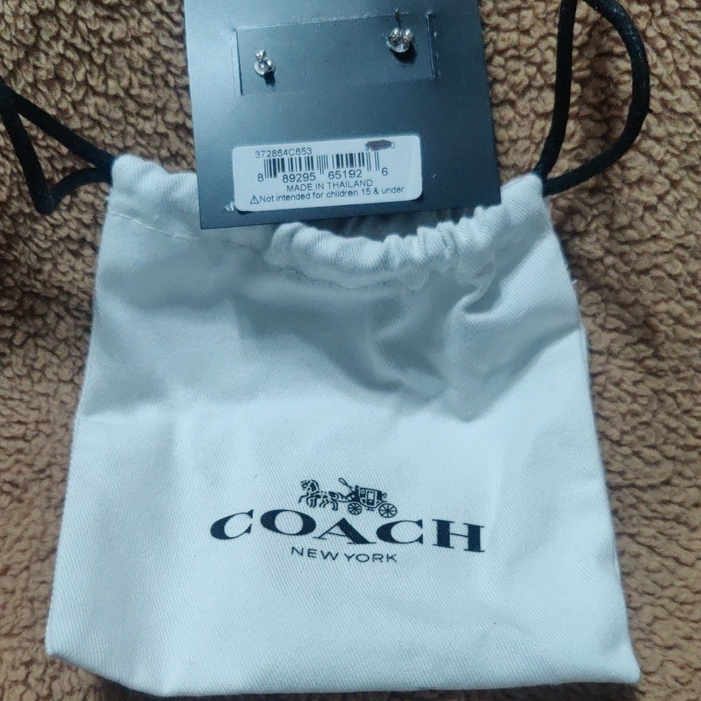 Coach Pink Logo C Hoop Earrings - Picture 5 of 7